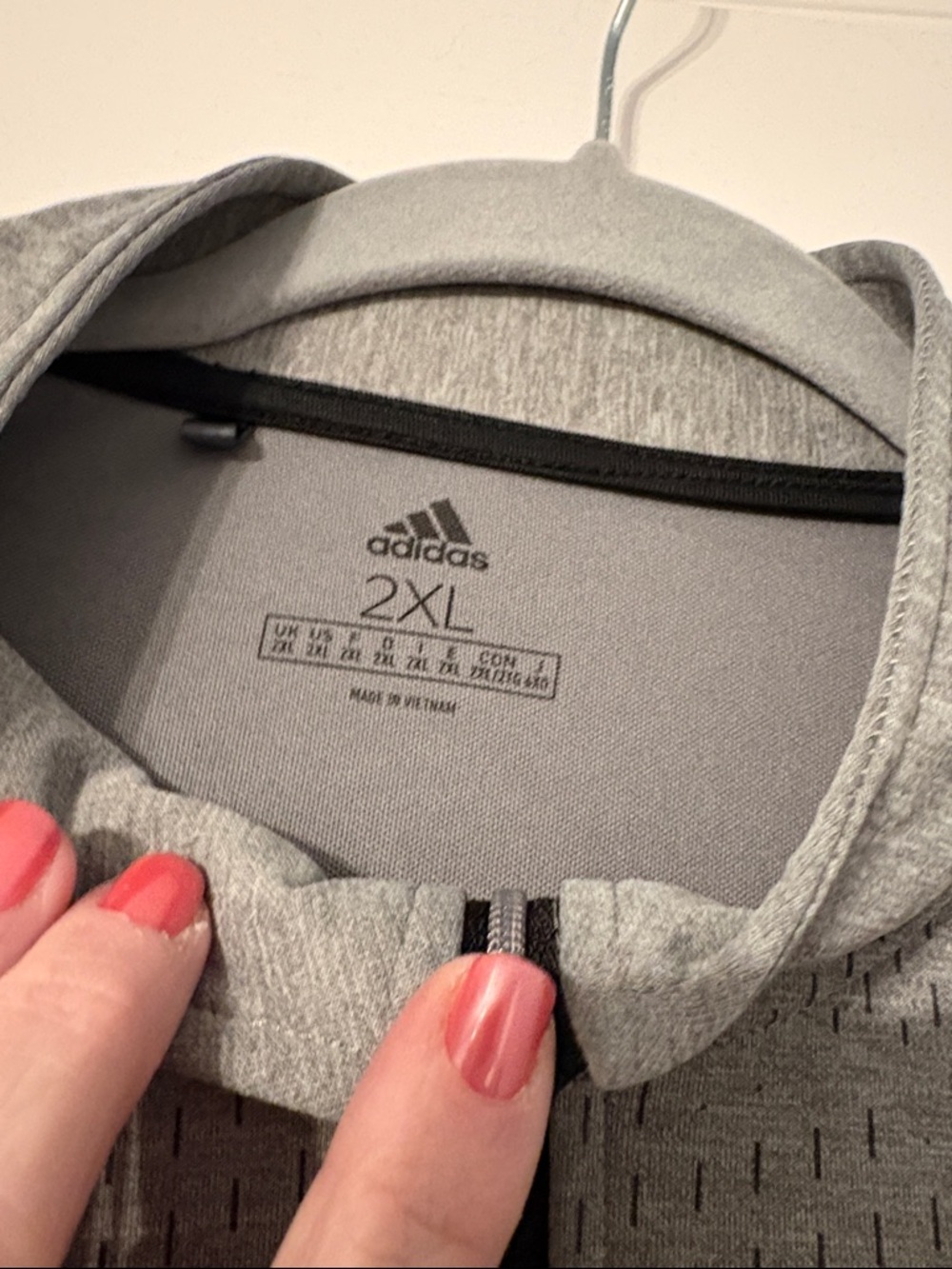 adidas Light Gray Zip-Front Pullover XXL - Picture 2 of 6